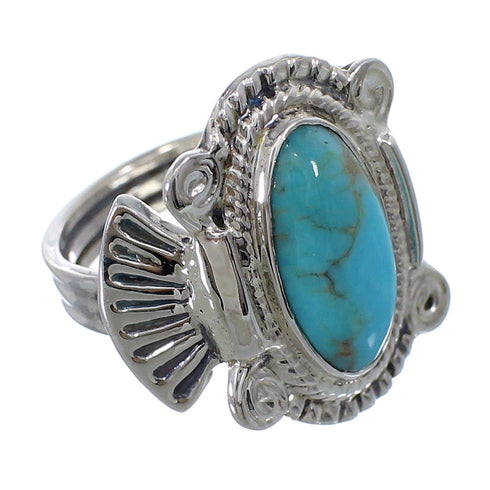 Genuine Sterling Silver Turquoise Ring Size 7-1/4 EX56265